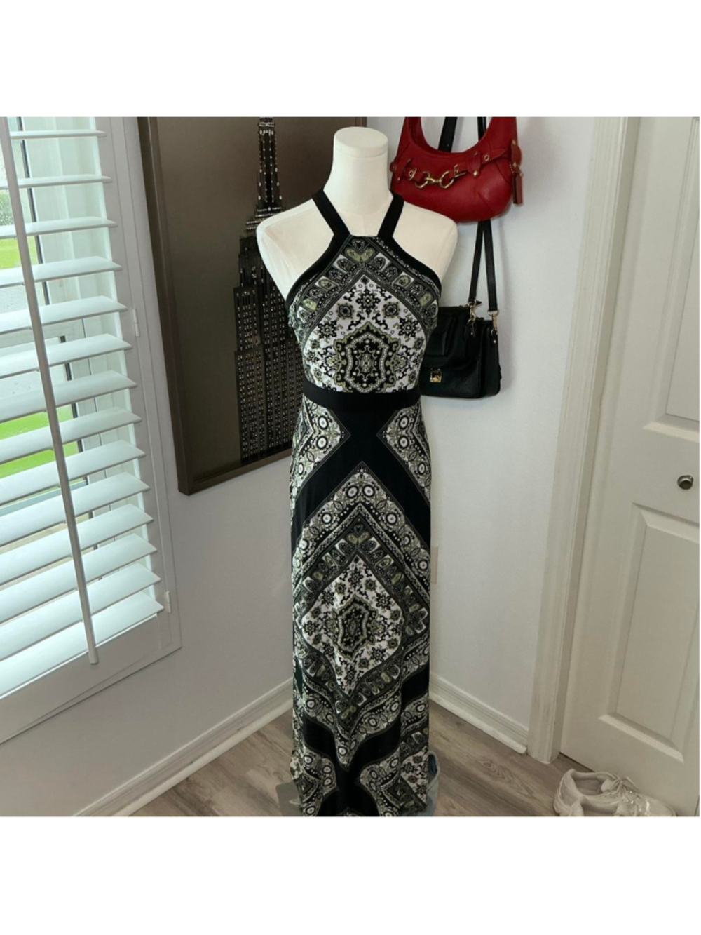 INC International Concepts Paisley Halter Maxi Dress Size Small